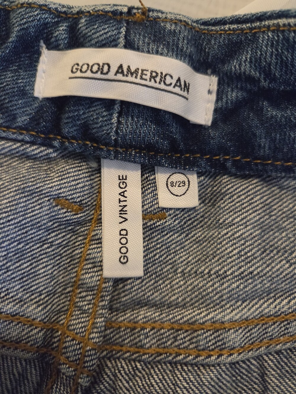Good American Good Vintage High Rise Distressed Straight Leg Cotton Jeans, 8/29 - Picture 4 of 15